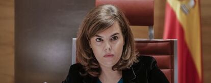 La vicepresidenta del Gobierno, este lunes en el Senado.