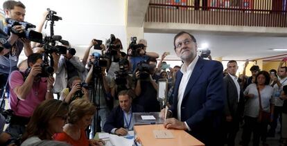 El líder del PP, Mariano Rajoy, aquest diumenge.