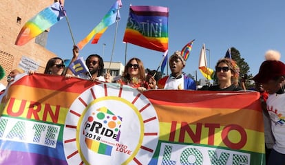 Celebración el pasado 30 de junio de la primera marcha del orgullo LGTBI en Suazilandia.