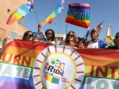 Celebración el pasado 30 de junio de la primera marcha del orgullo LGTBI en Suazilandia.