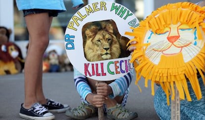 Manifestación frente a la clínica del dentista Palmer en Minnesota.