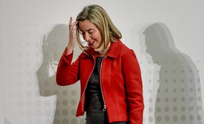 La Alta Representante de Asuntos Exteriores y Defensa de la UE, Federica Mogherini, en Bucarest.