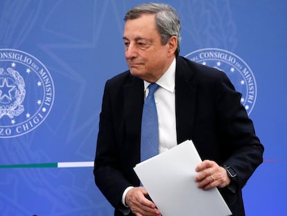 Draghi, durante una conferencia de prensa en Roma, el pasado martes.