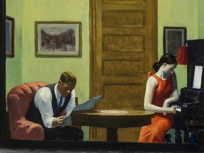 El óleo de Edward Hopper 'Habitación en Nueva York' (1932) muestra la intimidad alienada 
y solitaria de una pareja. 