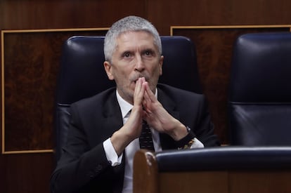 El ministro del Interior, Fernando Grande-Marlaska, durante el pleno del Congreso de este miércoles.