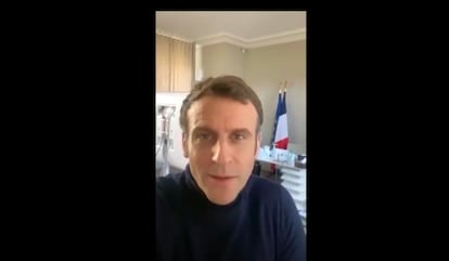 Emmanuel Macron, en el mensaje de vídeo publicado este viernes en las redes sociales.