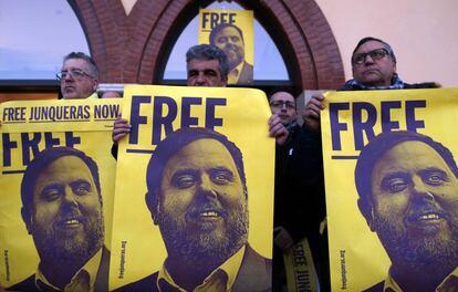 Manifestació per protestar pels cent dies de l'empresonament d'Oriol Junqueras.