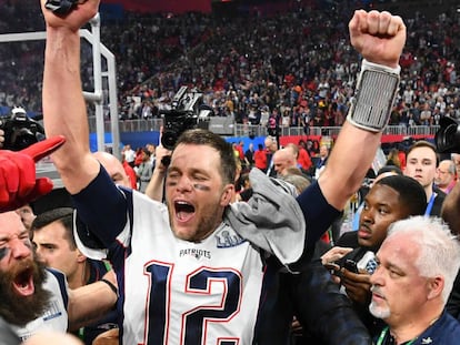 Tom Brady, durante a celebração do título.