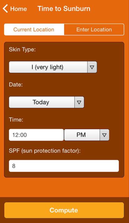 Parece que no pero <i>sí</i> te estás quemando. Para evitar un indeseable rojo cangrejero después del primer día de playa lo mejor es saber cuánto tiempo podemos estar bajo los rayos del sol. Wolfram Sun Exposure calcula el tiempo de exposición solar de cada persona en función de su tipo de piel, del factor de protección usado y de la previsión meteorológica del lugar en el que se encuentre. Disponible para iOS (1,09 euros).