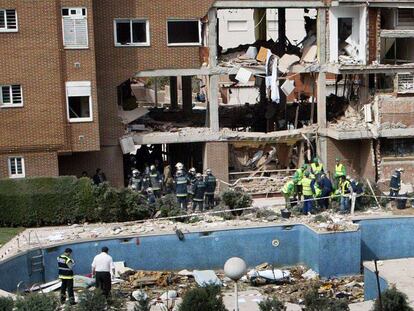 Aspecto en el que quedó el edificio de viviendas de los números 38 y 40 de la calle Martín Gaite de la localidad de Leganés.