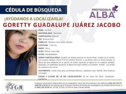Ficha de Búsqueda de Goretty Guadalupe Juárez Jacobo, hija de Aida Karina Juárez Jacobo.