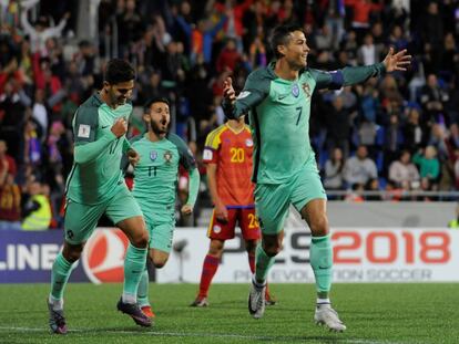 Cristiano Ronaldo celebra su gol a Andorra.