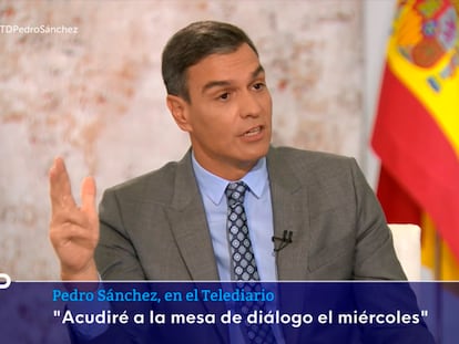 El presidente del Gobierno, Pedro Sánchez, en una entrevista en TVE este lunes.