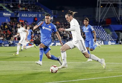 Gareth Bale, vistiendo la camiseta del Real Madrid.