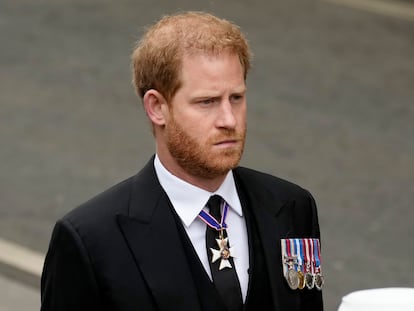 Enrique de Inglaterra, durante el funeral de Estado de la reina Isabel II, el 19 de septiembre de 2022, en Londres.