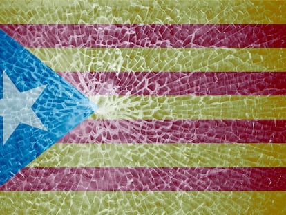 Ilustración de una estelada, la bandera independentista.