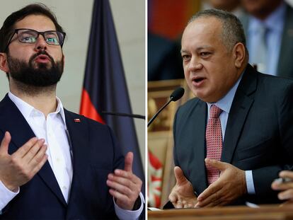 El presidente de Chile, Gabriel Boric, y el diputado venezolano, Diosdado Cabello.