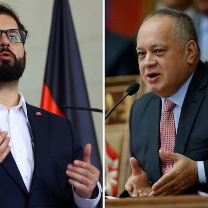 El presidente de Chile, Gabriel Boric, y El diputado venezolano, Diosdado Cabello.