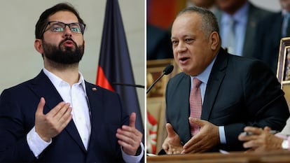 El presidente de Chile, Gabriel Boric, y El diputado venezolano, Diosdado Cabello.