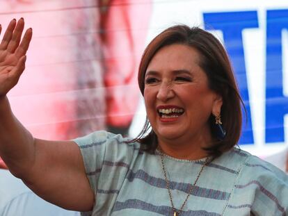 Xóchitl Gálvez durante un mitin en Ciudad de México, este viernes 22 de marzo.