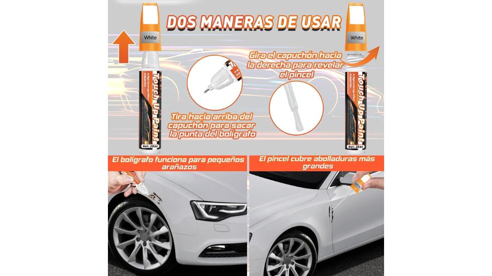 El bolígrafo corrector tiene un doble aplicador: punta de metal y pincel.