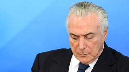 O presidente Michel Temer em cerimônia realizada na véspera da apresentação da denúncia pelo procurador-geral da República, Rodrigo Janot