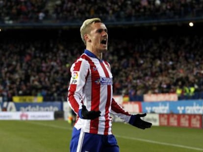 Griezmann celebra el 1-0 al Rayo.