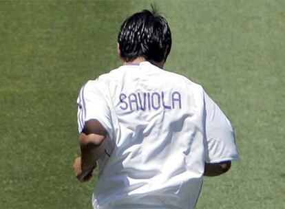 Saviola, con la camiseta del Real Madrid