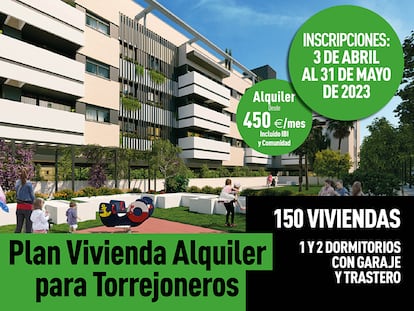 Promotional poster of a publicly affordable rental promotion in Torrejón de Ardoz