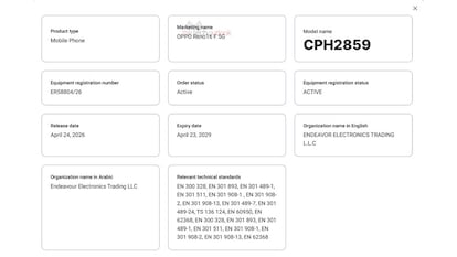 Certificación del OPPO Reno 16F