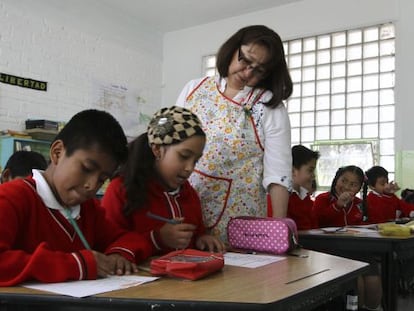 Estudiantes en una escuela de la Ciudad de México.