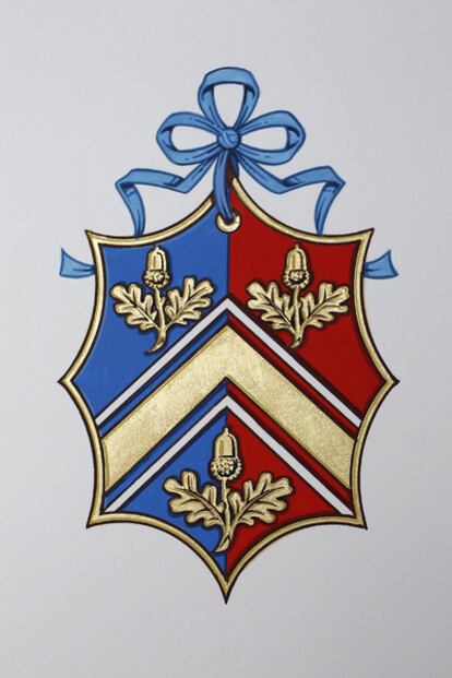 Imagen del escudo de armas de la familia Middleton, que fue encargado por Michael Middleton, padre de Catalina.