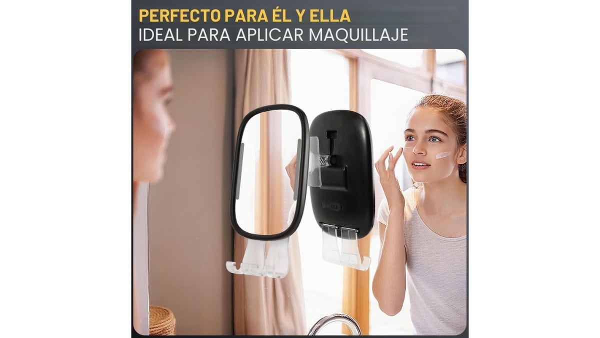El sistema de fijación con ganchos adhesivos permite su instalación estable sin usar el taladro.