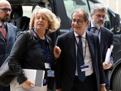 El ministro de Finanzas italiano, Giovani Tria, a su llegada a la reunión del Eurogrupo, en Luxemburgo.