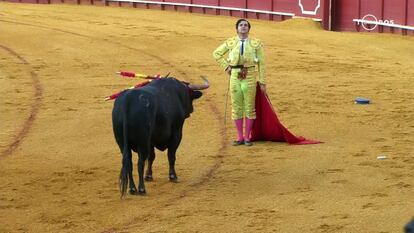 Morante, tras fallar con el estoque en el cuarto toro.