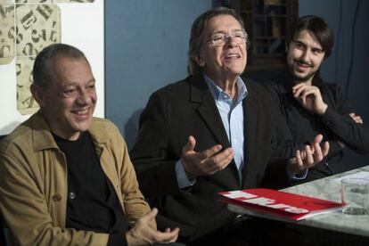 Pasqual, Flotats y Arnau Puig, ayer al presentar 'Ser-ho o no, per acabar amb la qüestió jueva', en el Lliure de Gràcia