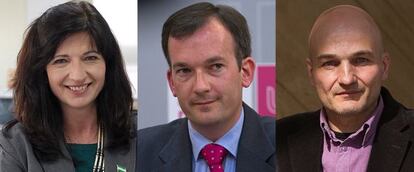de izquierda a derecha, Pilar González (PS), Martín de la Herrán (UPyD) y Esteban de Manuel (Equo).