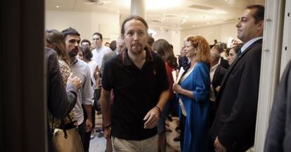 El líder de Podemos, Pablo Iglesias, en el Senado.