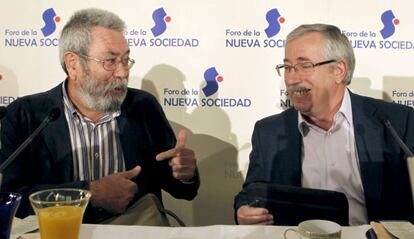 Cándido Méndez e Ignacio Fernández Toxo, en un acto organizado por Nueva Economía Fórum.