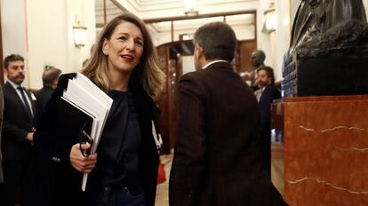 La ministra de Trabajo y Economía Social, Yolanda Díaz, en el Congreso de los Diputados.