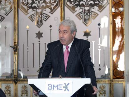 presidente de Bolsas y Mercados Espanoles (BME), Antonio Zoido, durante su discurso de Navidad.