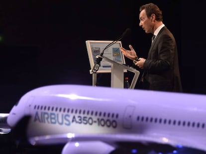 El presidente de Airbus, Fabrice Bregier, durante la presentaci&oacute;n de resultados. 