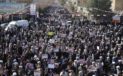 Manifestación a favor del Gobierno de Irán este miércoles en Teherán.