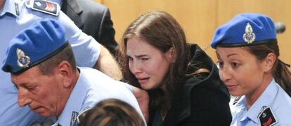 Amanda Knox, tras escuchar el veredicto.