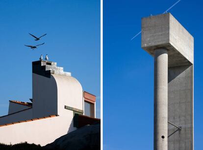 A la izquierda, Tea House de Boa Nova, en Oporto, Portugal; a la derecha, el tanque de agua de Aveiro (Portugal). |