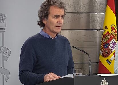 Fernando Simón, durante la rueda de prensa de esta mañana.