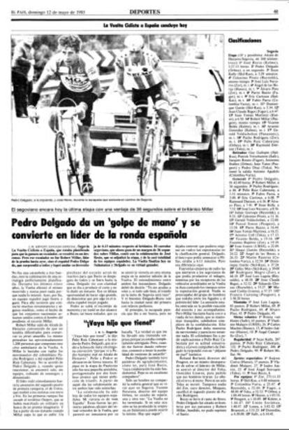 Así informó EL PAÍS de la gesta del ciclista segoviano.