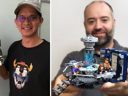 A la izquierda, Leandro Tayag, creador del LEGO 'Voltron' y, a la derecha, Andy Clark, diseñador del LEGO 'Doctor Who'.