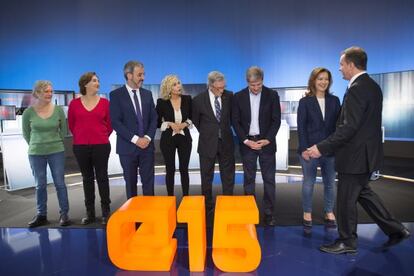 Els set candidats a Barcelona, abans del debat.