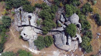 Imagen aérea del 'blockhouse' de Alamedilla, excavado por la Comunidad de Madrid.